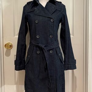 TALBOTS Blue Denim Coat/Dress Size 2Petite Button Double Breasted 2P New Tags